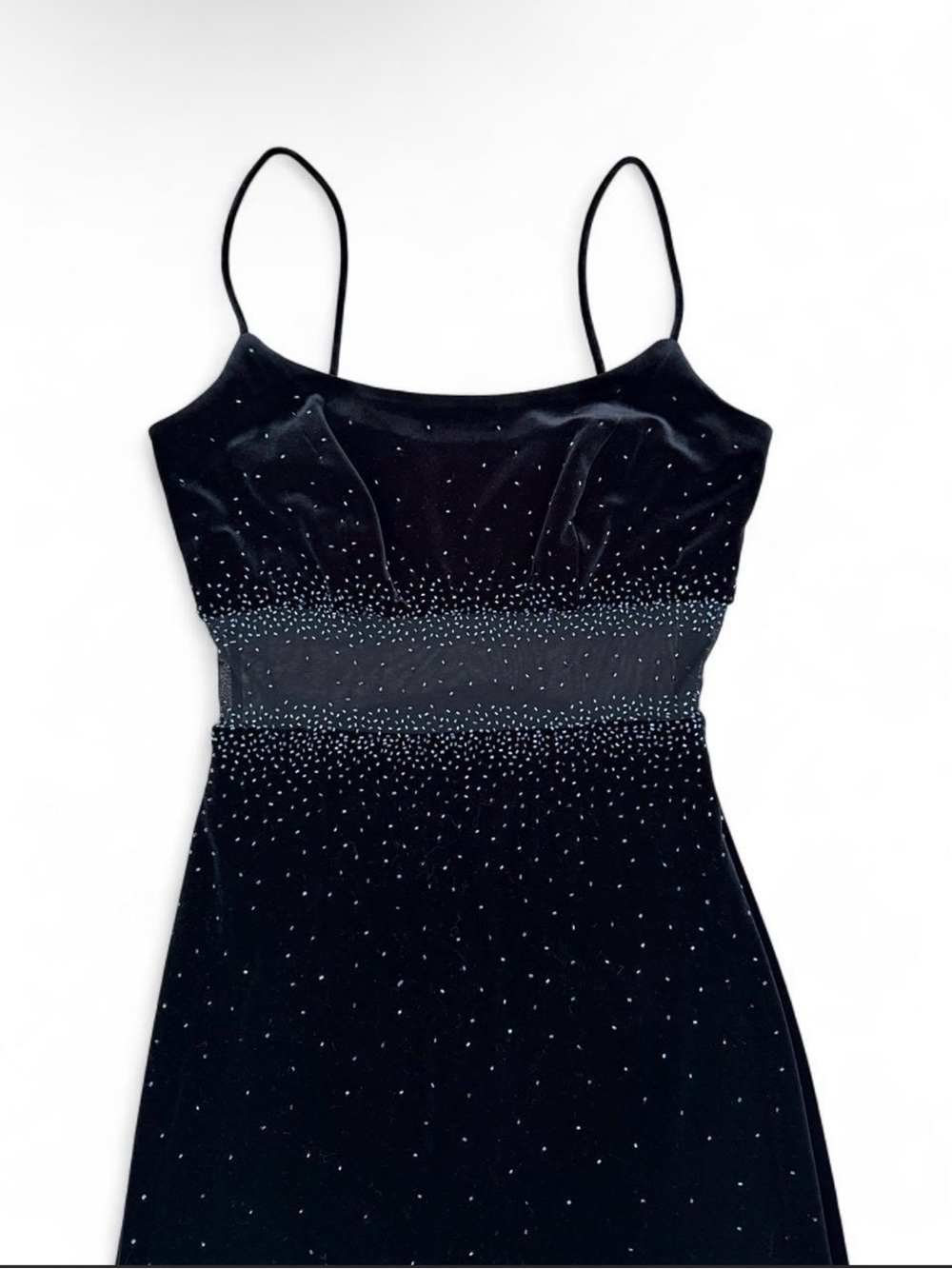 Elegant Black Beaded Spaghetti Strap Prom Dress